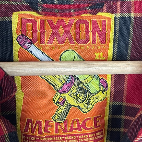 DIXXON Flannel Shirt Men's XL Red‎ Black Yellow Plaid Long Sleeve Button Up - Picture 6 of 9